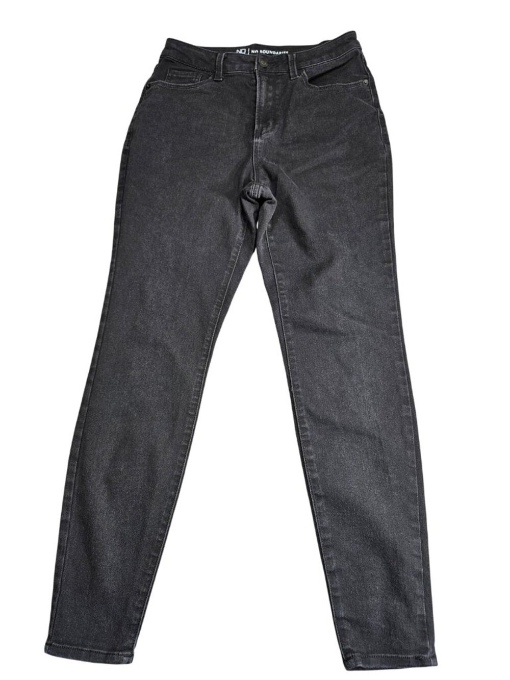 No Boundaries High Rise Tapered Jeans Juniors 7 Gray Charcoal Wash Stretch Denim